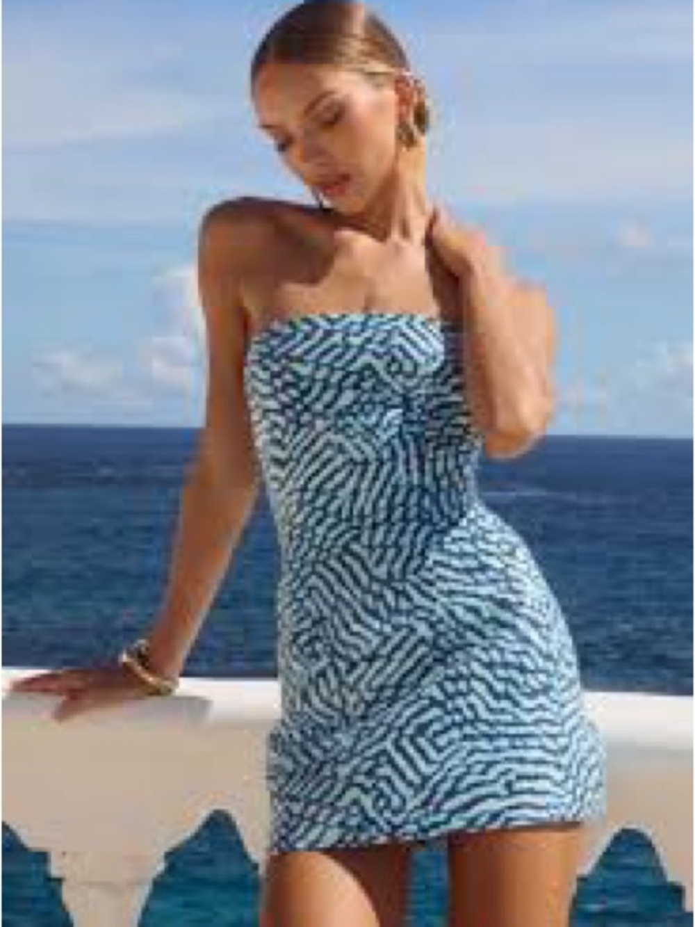 NWT Runaway The Label Ibiza Mini Dress Ophelia Blue Strapless Sequin Dress L